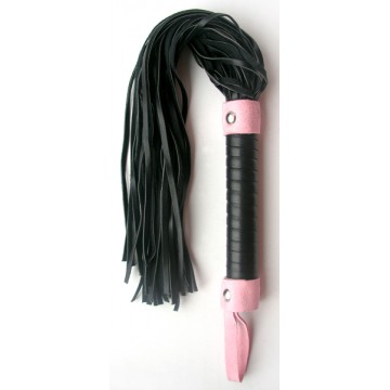 ПЛЕТКА L рукояти 160 мм L хвоста 290 мм, цвет розовый/чёрный, PVC арт. MLF-90066-6